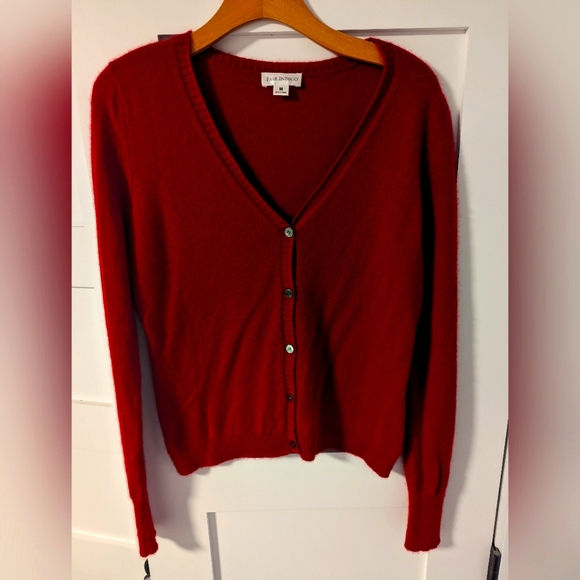 Red 100% Cashmere Cardigan Sweater - Picture 3 of 3